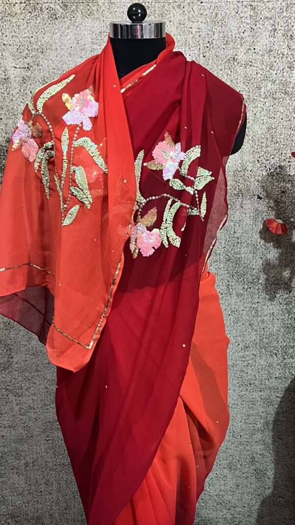 Orchid Motif Saree - Image 2