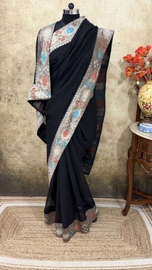 Black Chiffon Antique Border