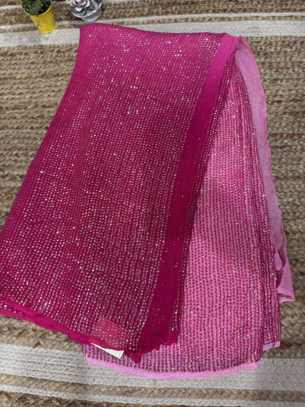 Pink full sequin saree - Image 4