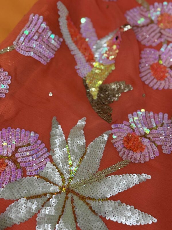 Orange peach Bird motif - Image 3