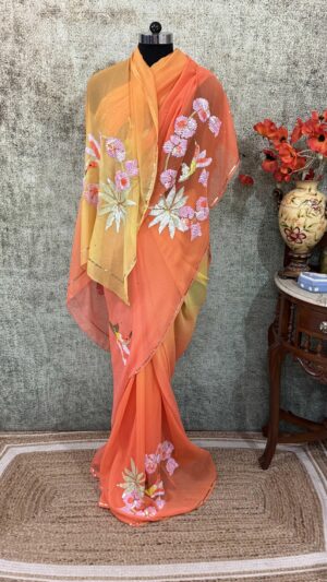 Orange peach Bird motif