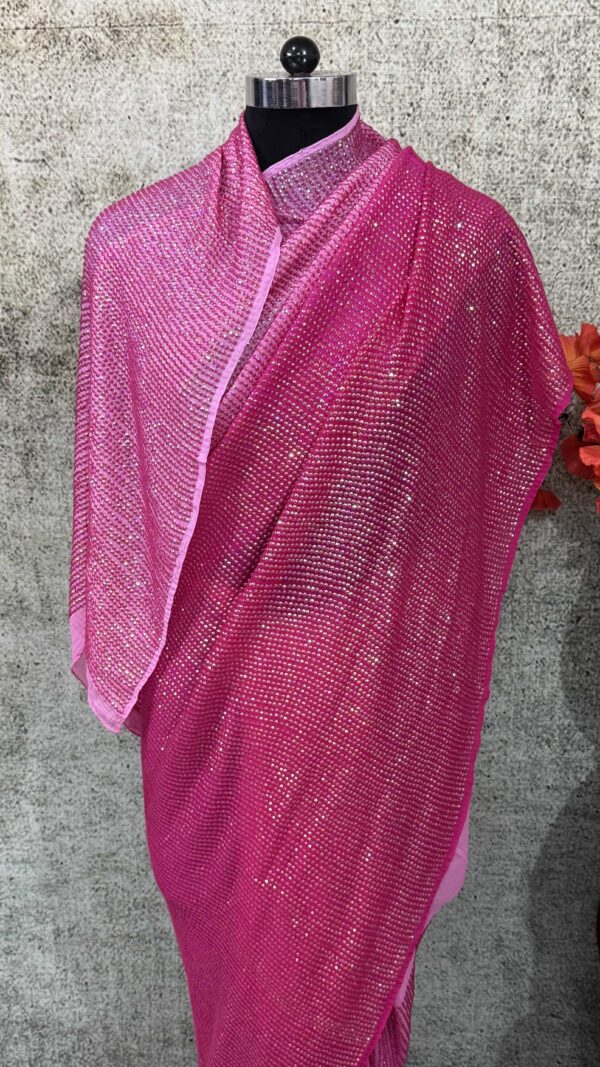Pink full sequin saree - Image 2