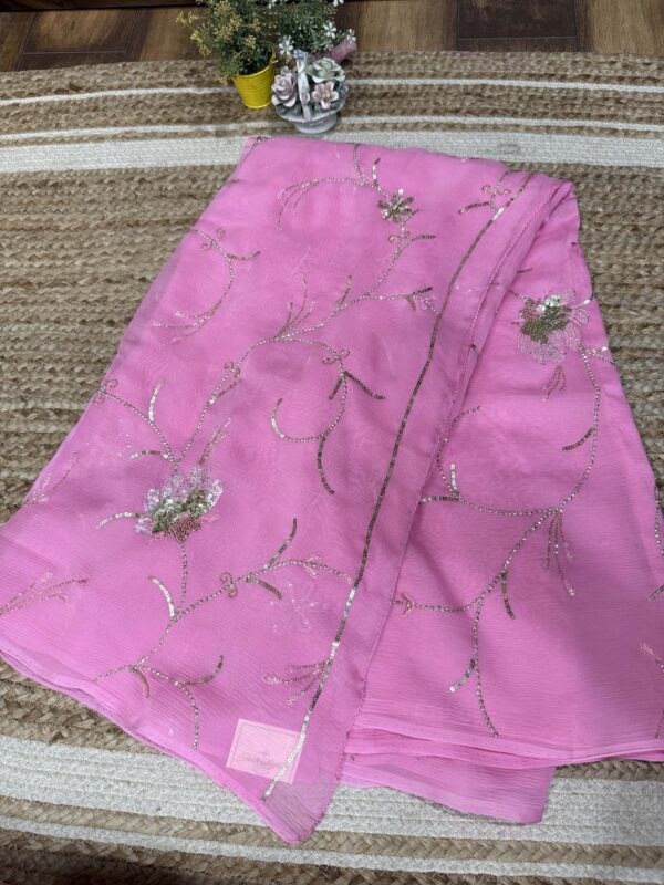 Pink Embroidered Jaal - Image 3