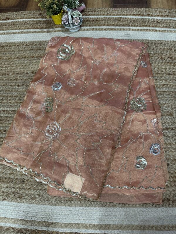 Peach Tissue saree - Image 3
