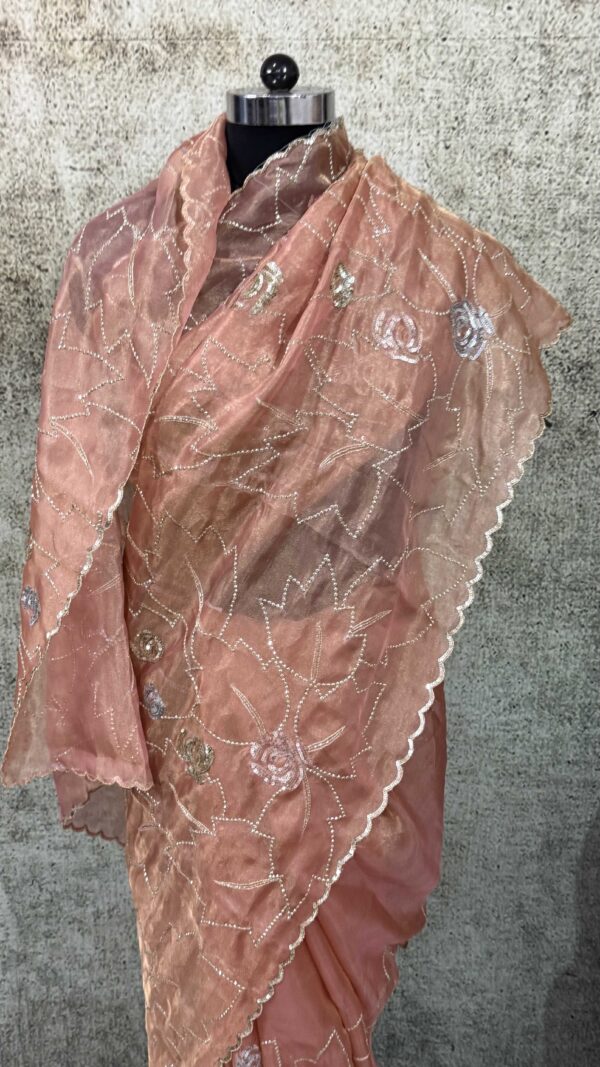 Peach Tissue saree - Image 2