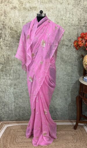 Pink Embroidered Jaal