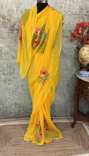 Yellow poppy sequin motif