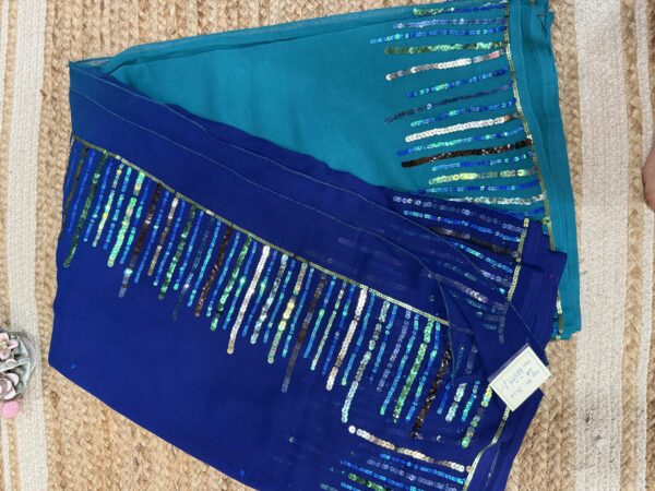 Peacock blue sequin saree - Image 3