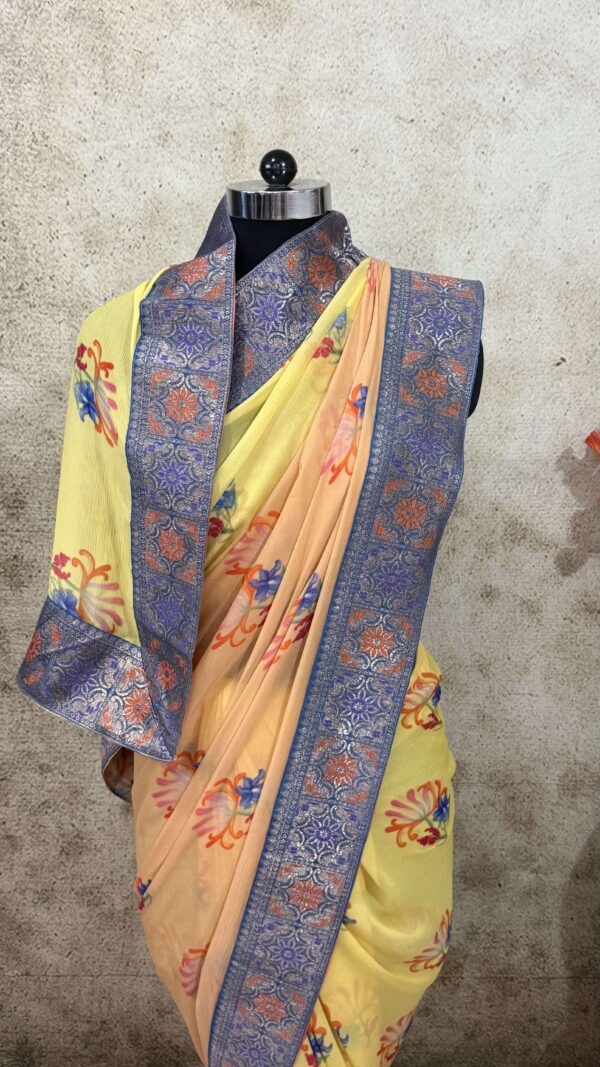 Yellow Orange Printed Antique Border - Image 2