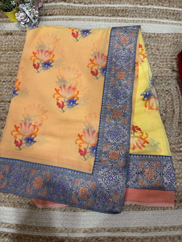 Yellow Orange Printed Antique Border - Image 3
