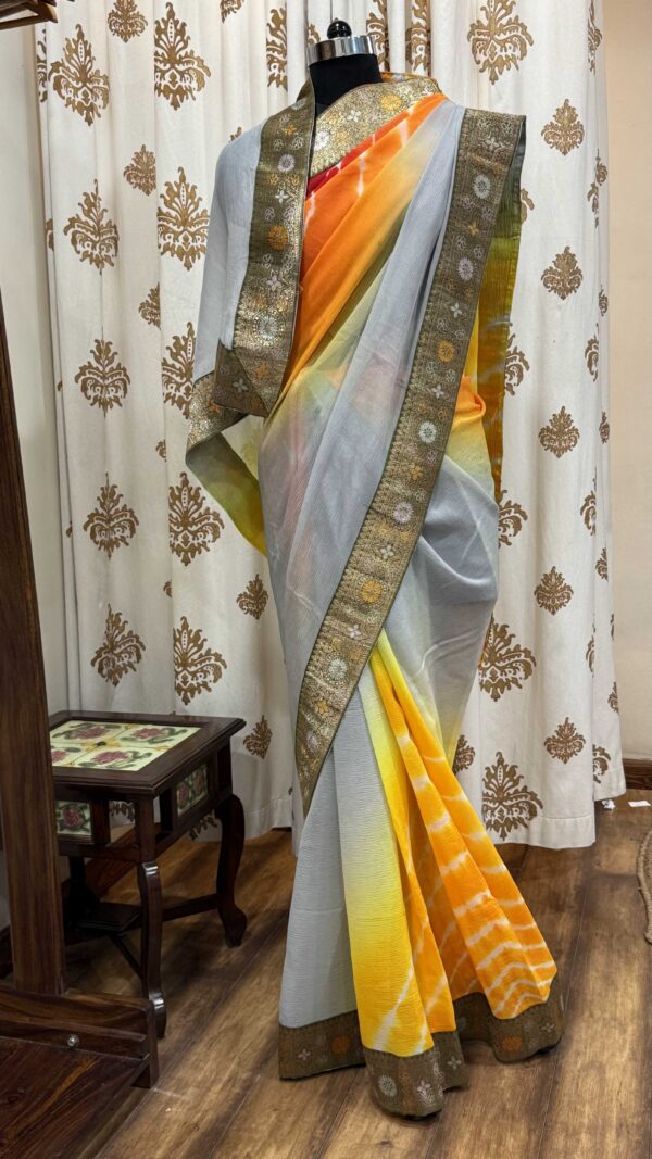 Orange grey Leheriya Antique Border
