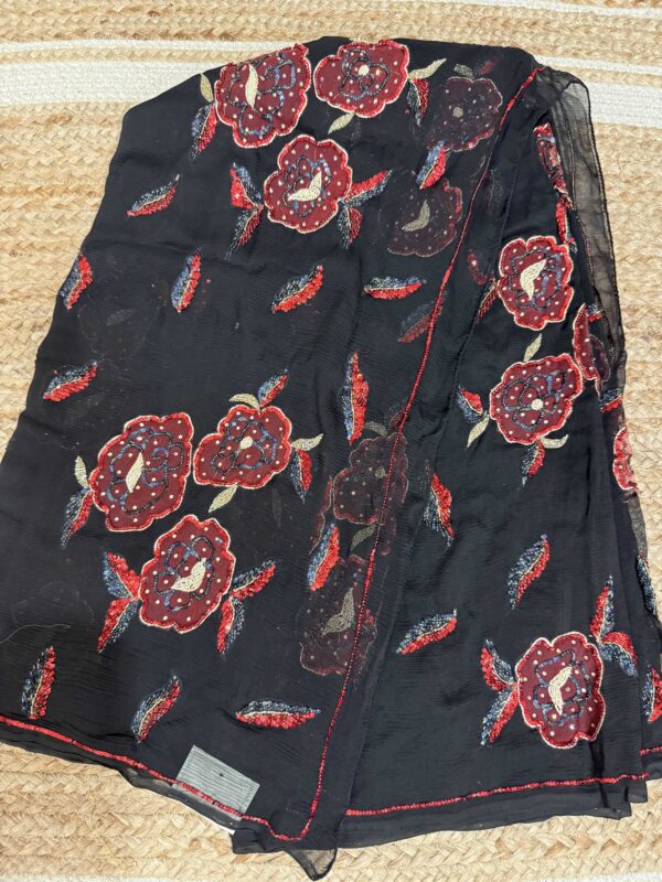 Red black Net Appliqué Jaal - Image 3