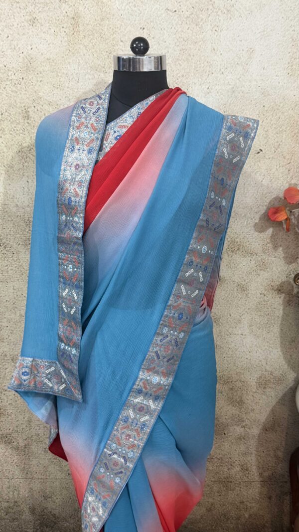 Blue red Shaded Antique Border - Image 2