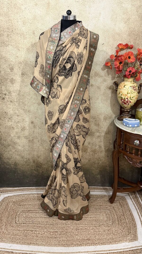 Beige Printed Antique border