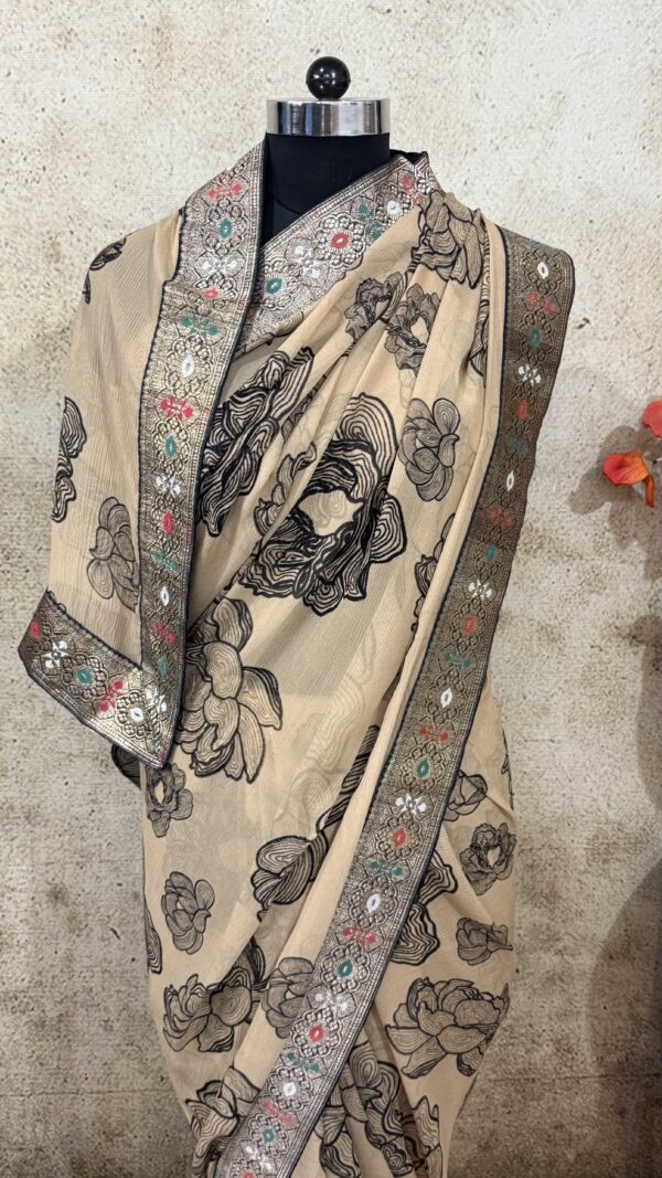 Beige Printed Antique border - Image 2
