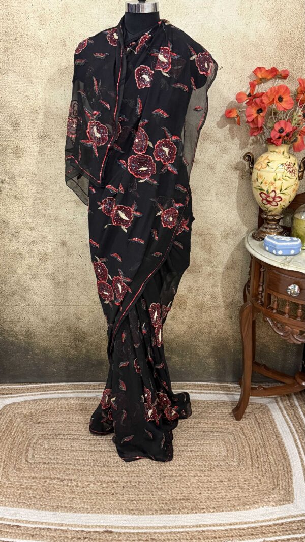 Red black Net Appliqué Jaal
