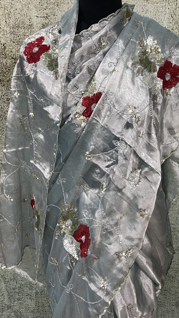 Metallic Tissue saree - Image 2