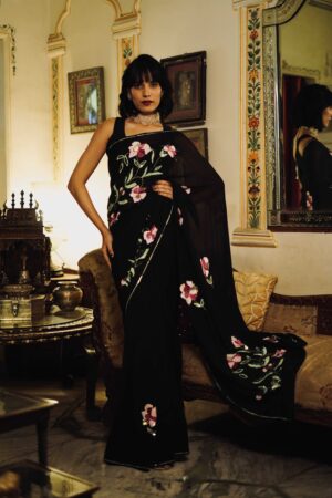 Black Pink Sitara Saree