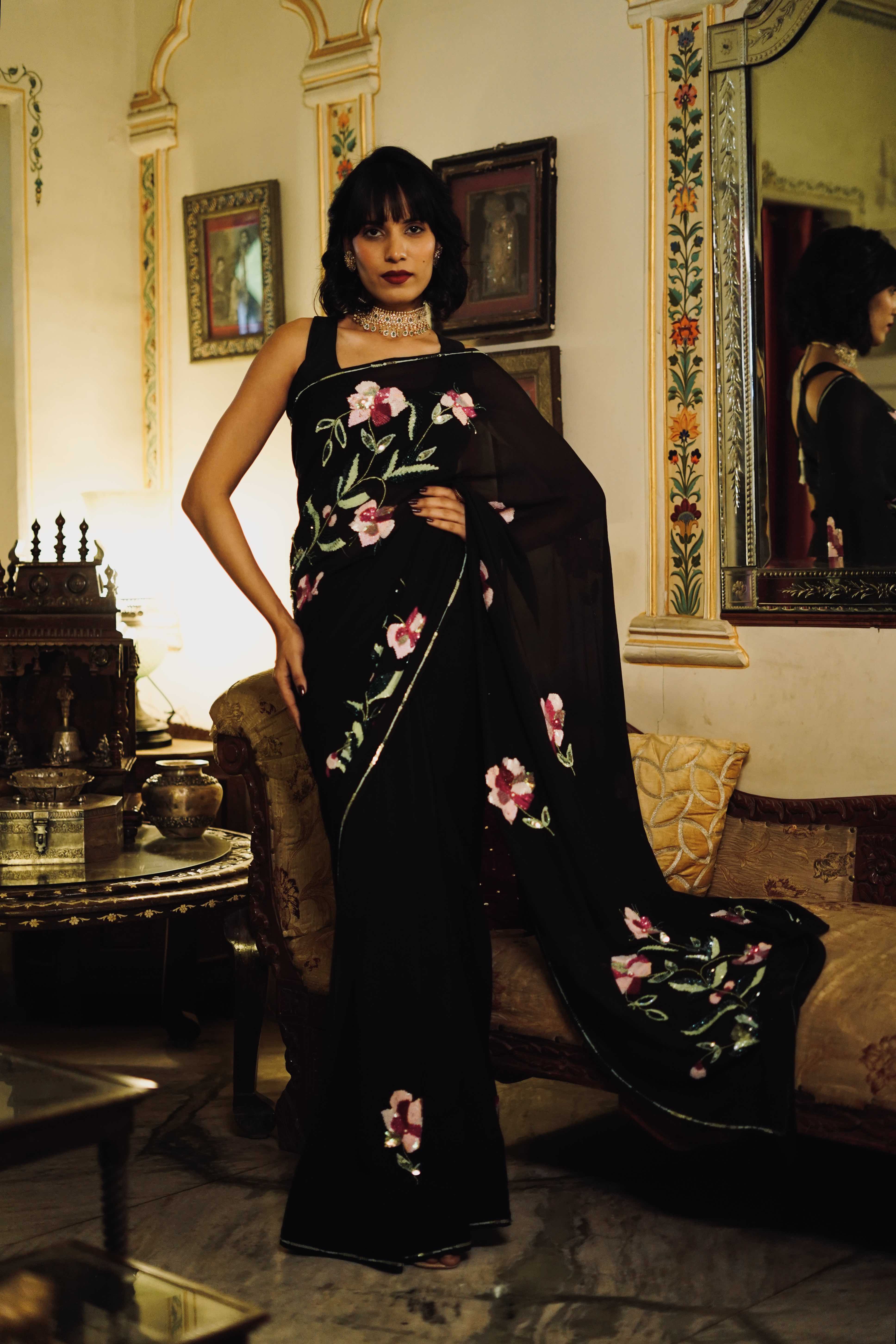 Black Pink Sitara Saree