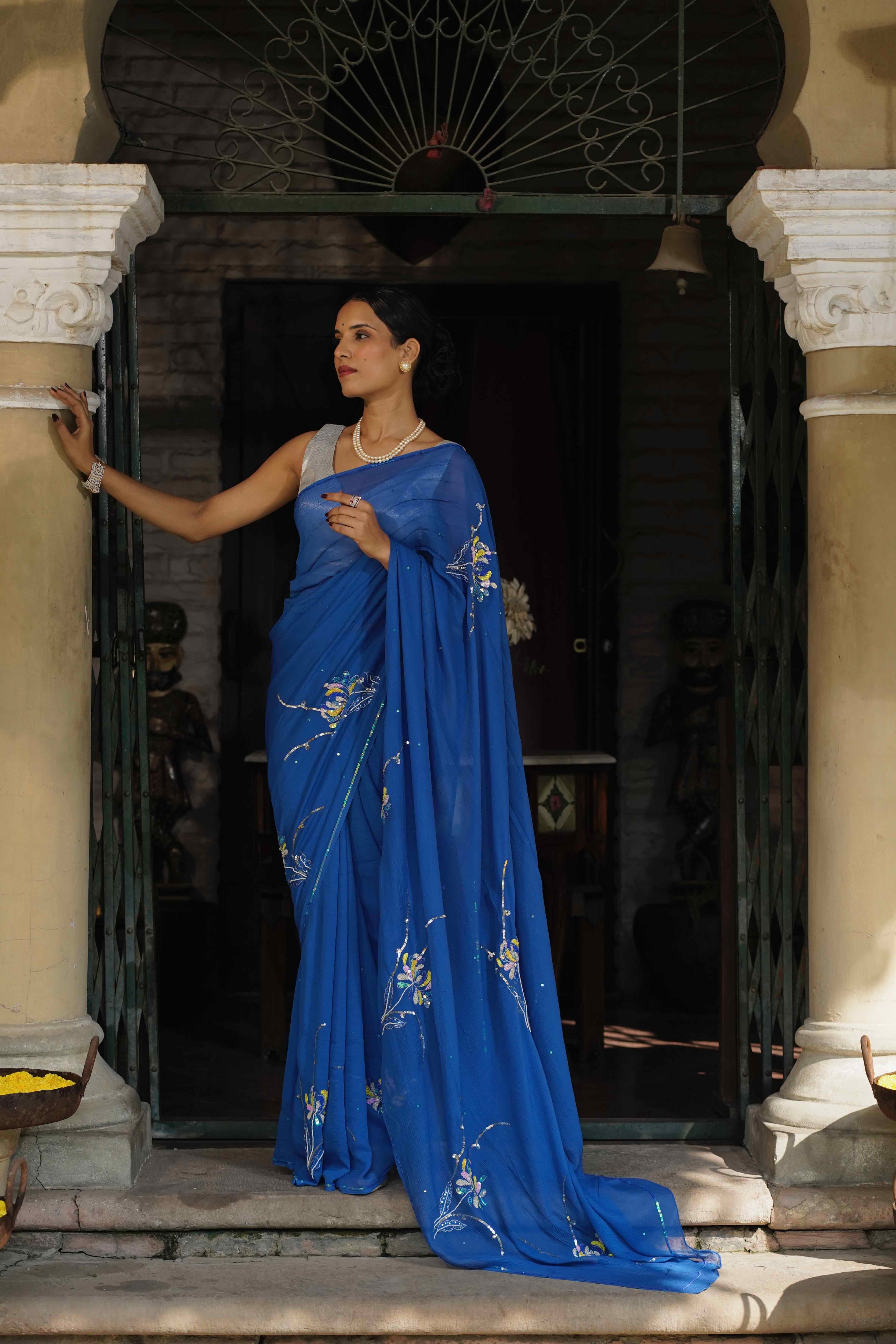 Deep Cobalt Blue Sequin Motif - Image 3