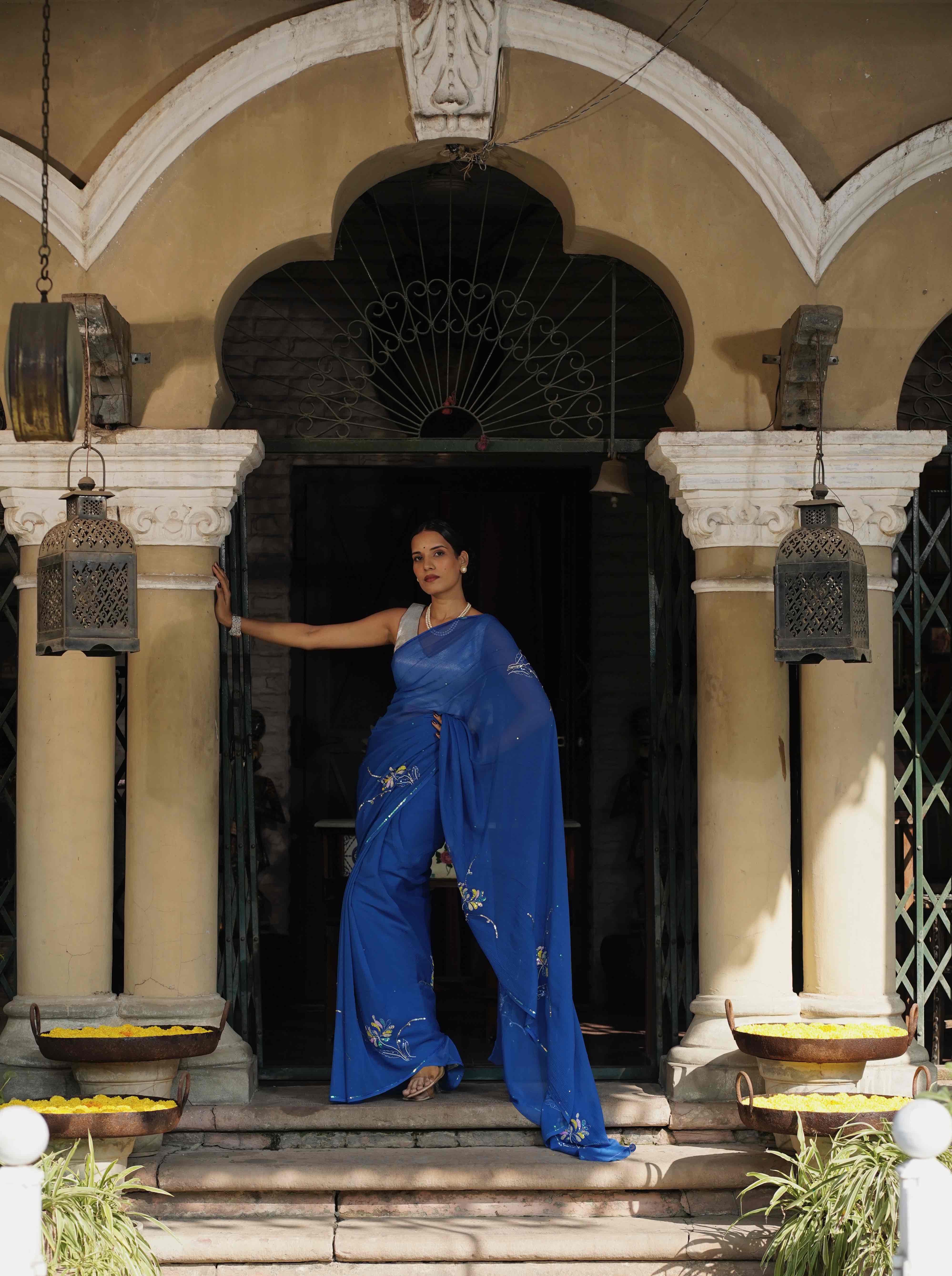 Deep Cobalt Blue Sequin Motif