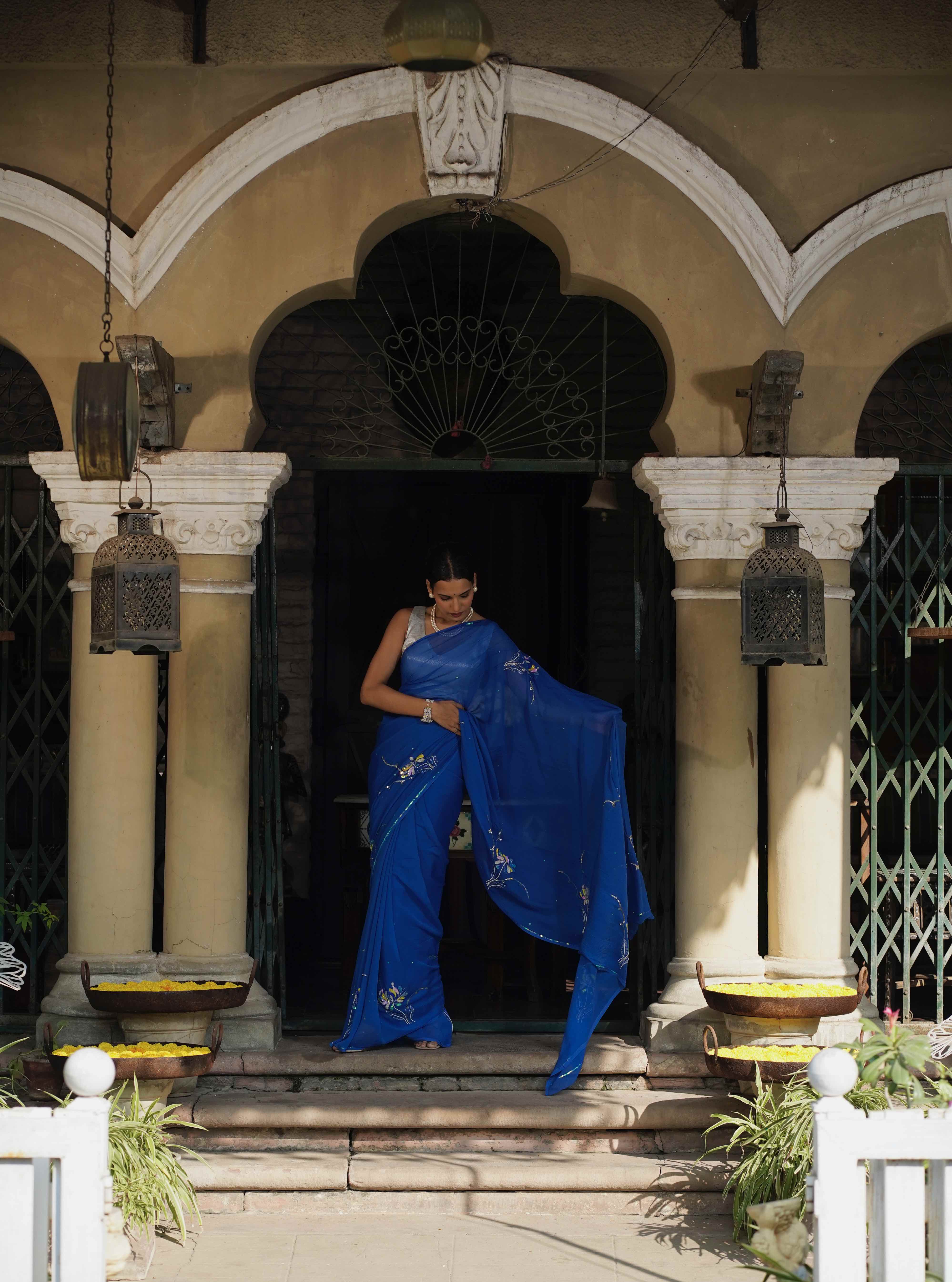 Deep Cobalt Blue Sequin Motif - Image 2