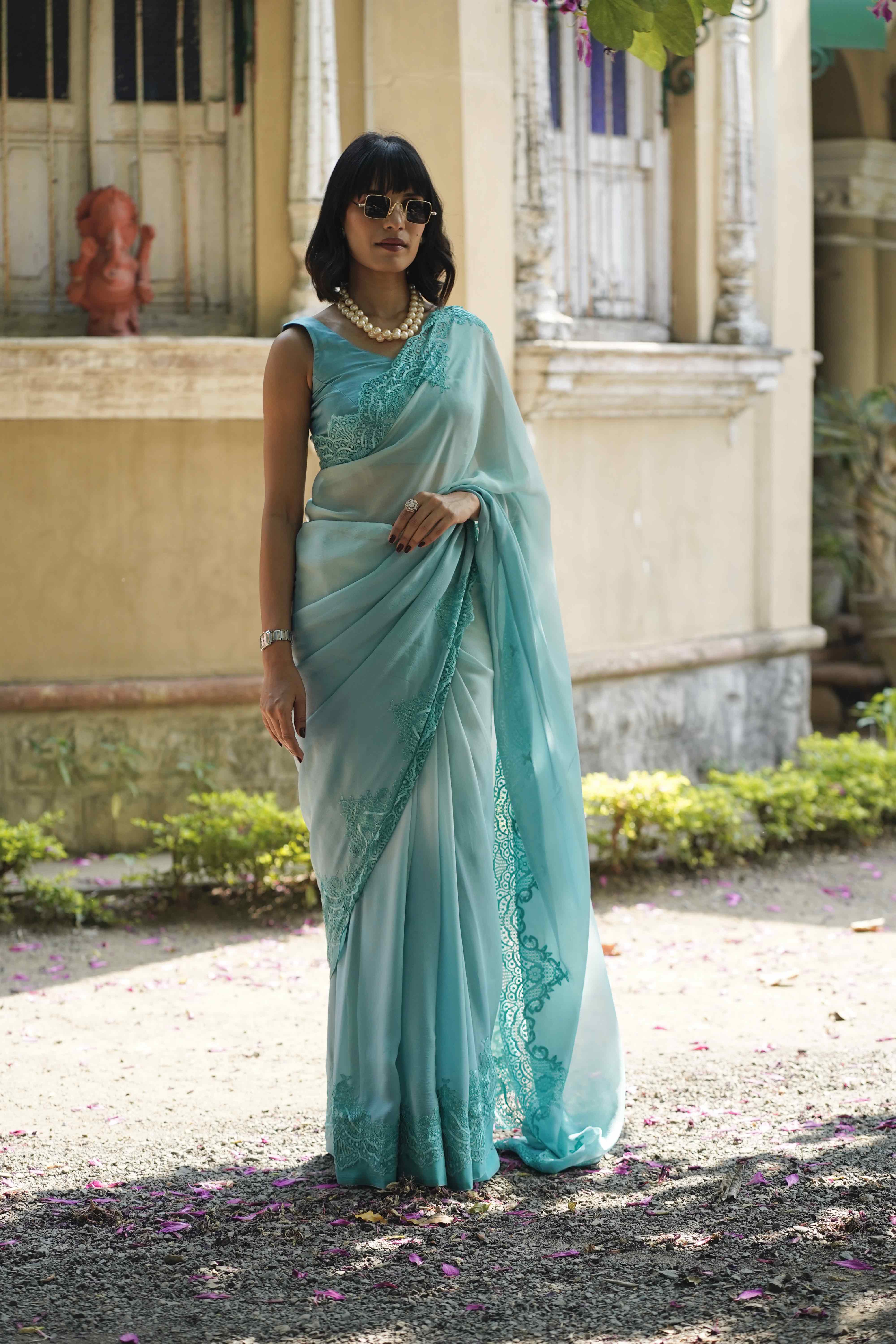 Celeste Ombré Lace Saree - Image 4