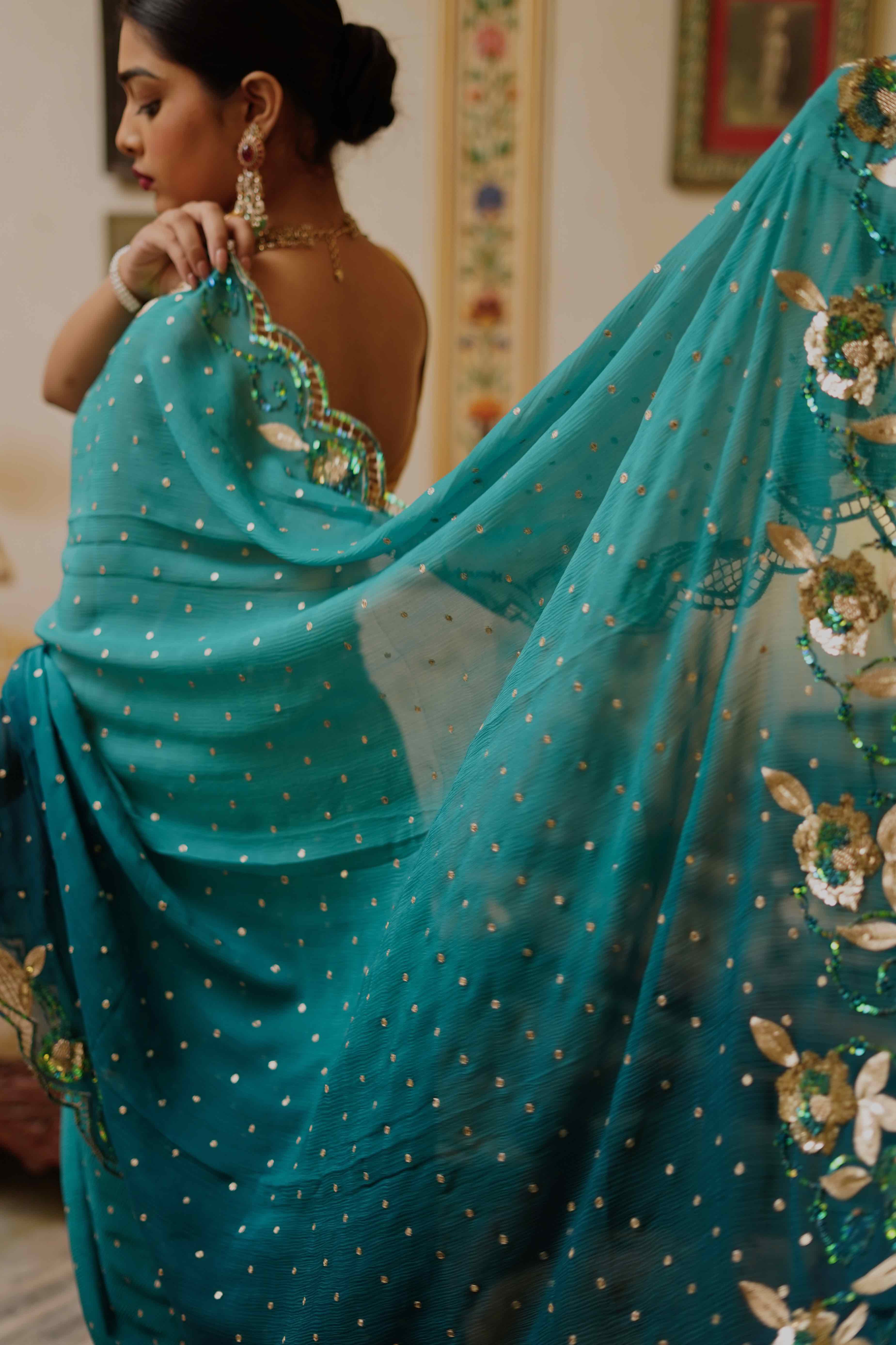 Teal Scalloped Cutwork - Image 4