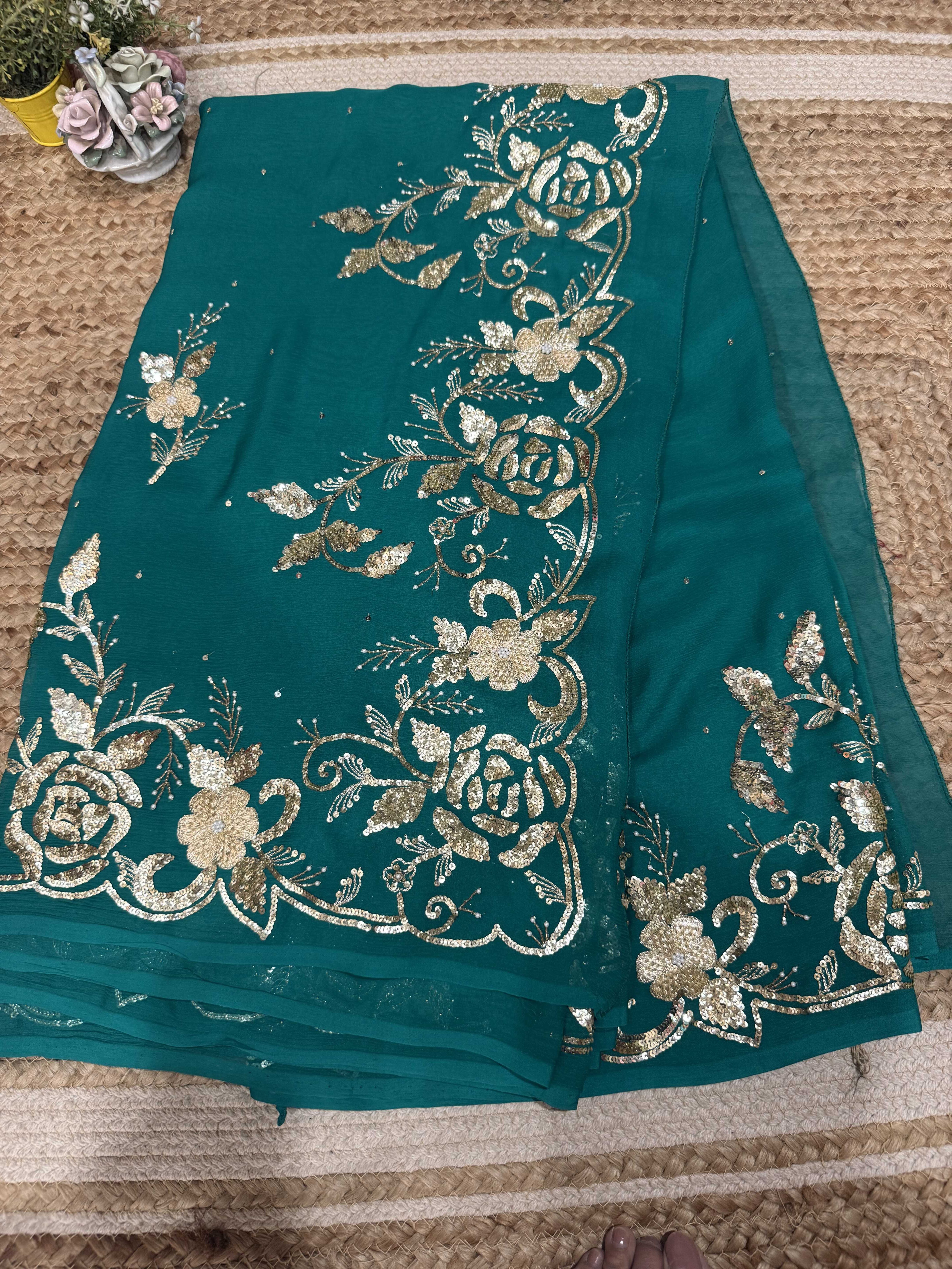 Emerald Green rose sequin border - Image 6