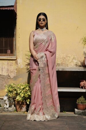 Old Rose Lace saree