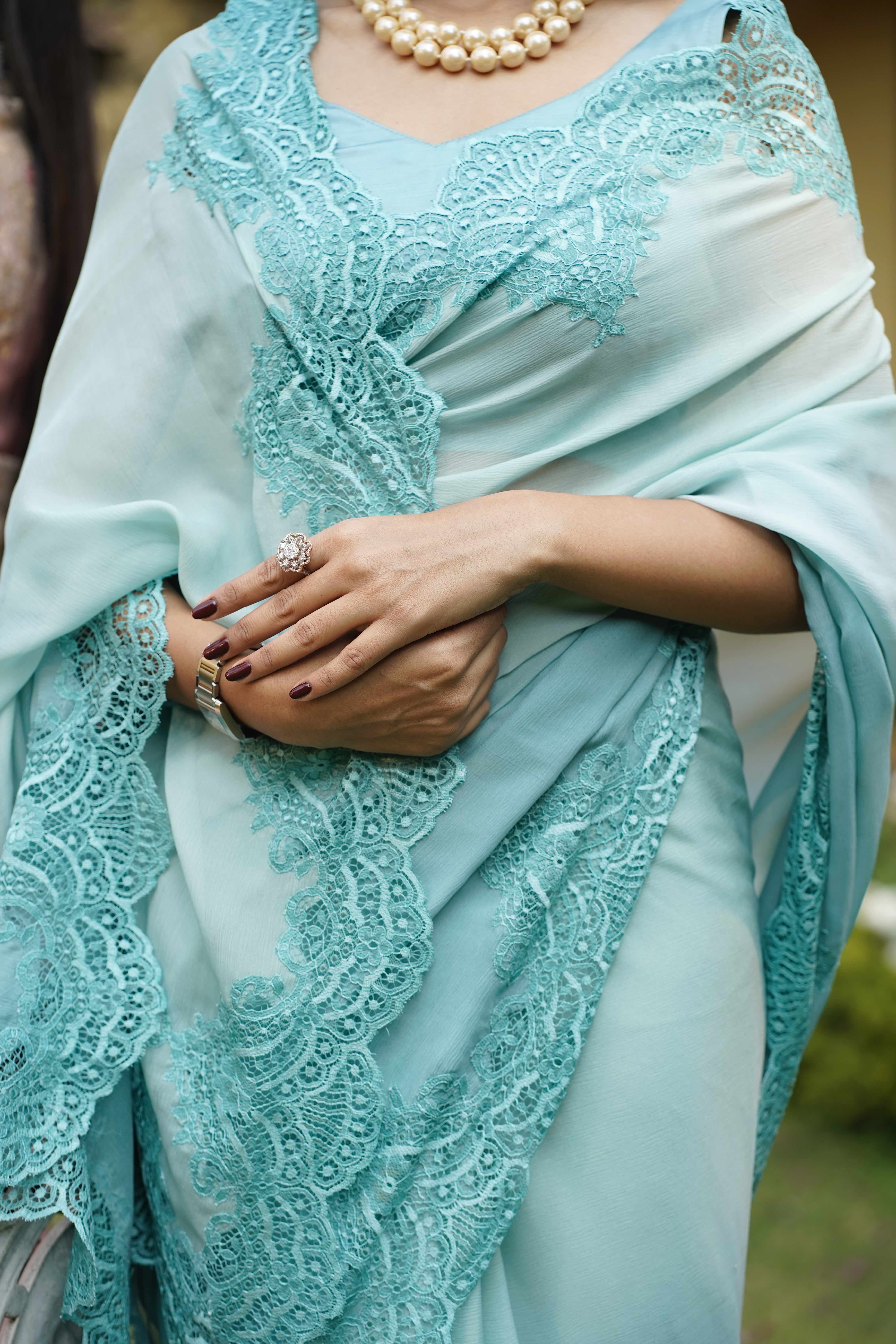 Celeste Ombré Lace Saree - Image 3