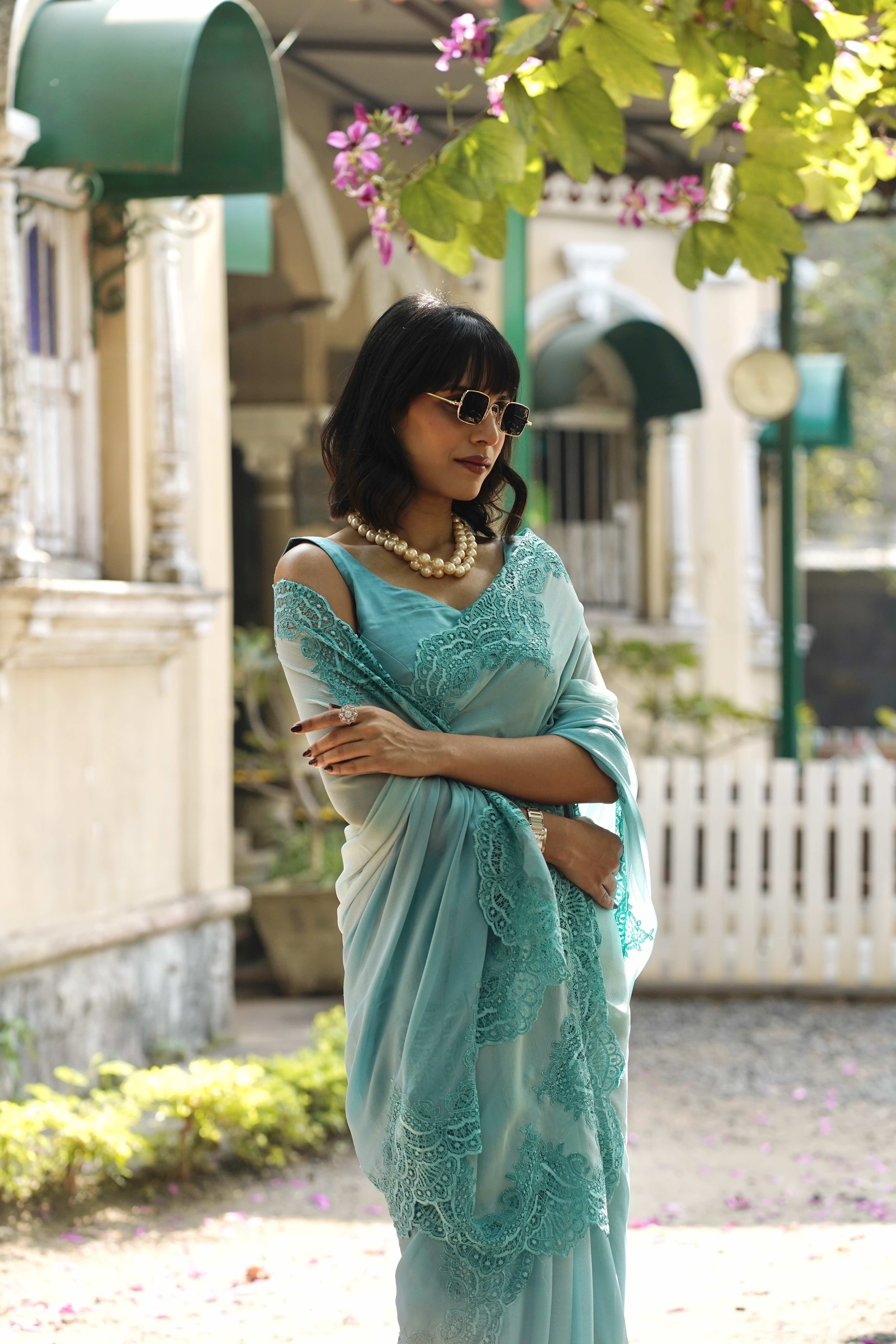 Celeste Ombré Lace Saree - Image 2