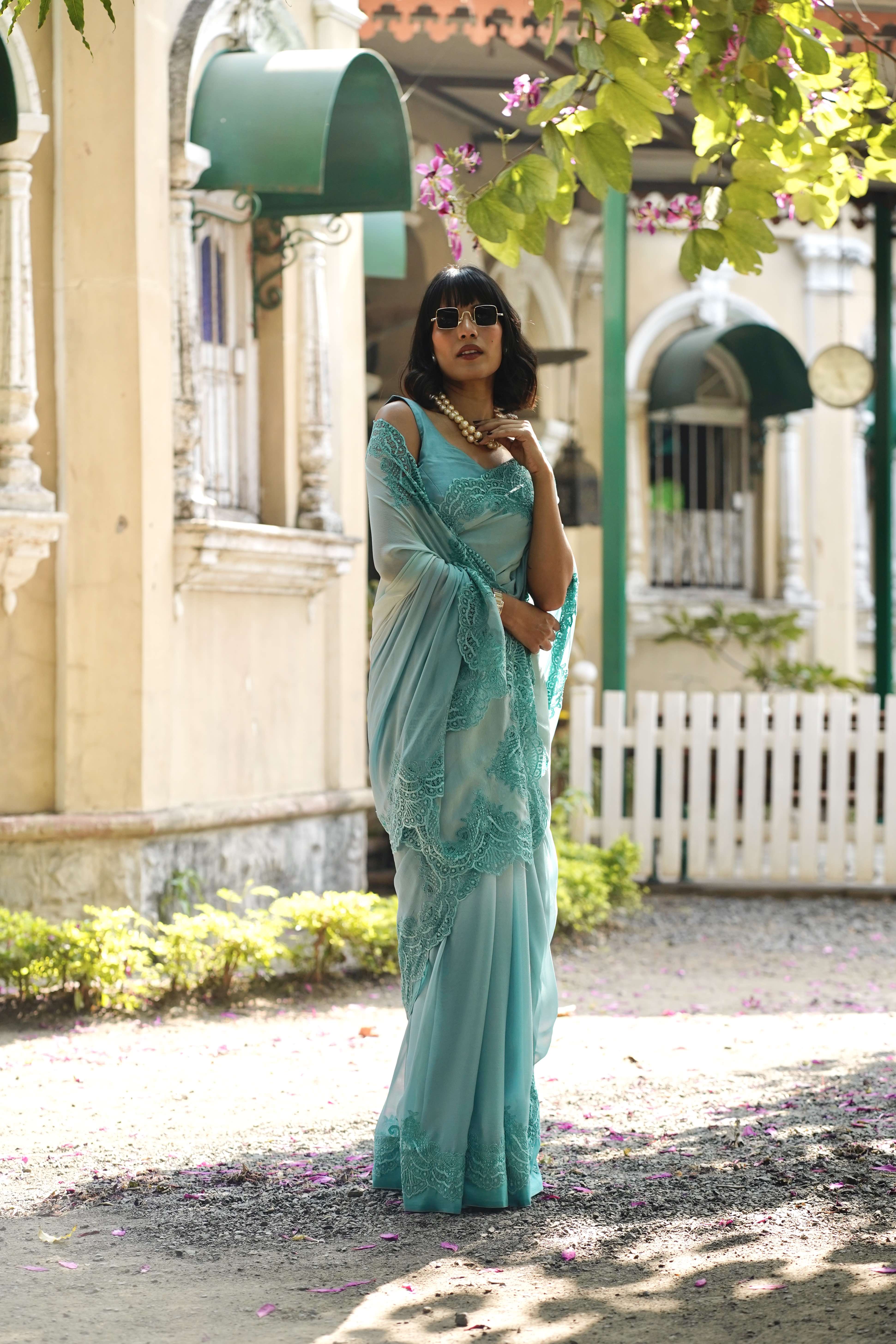 Celeste Ombré Lace Saree