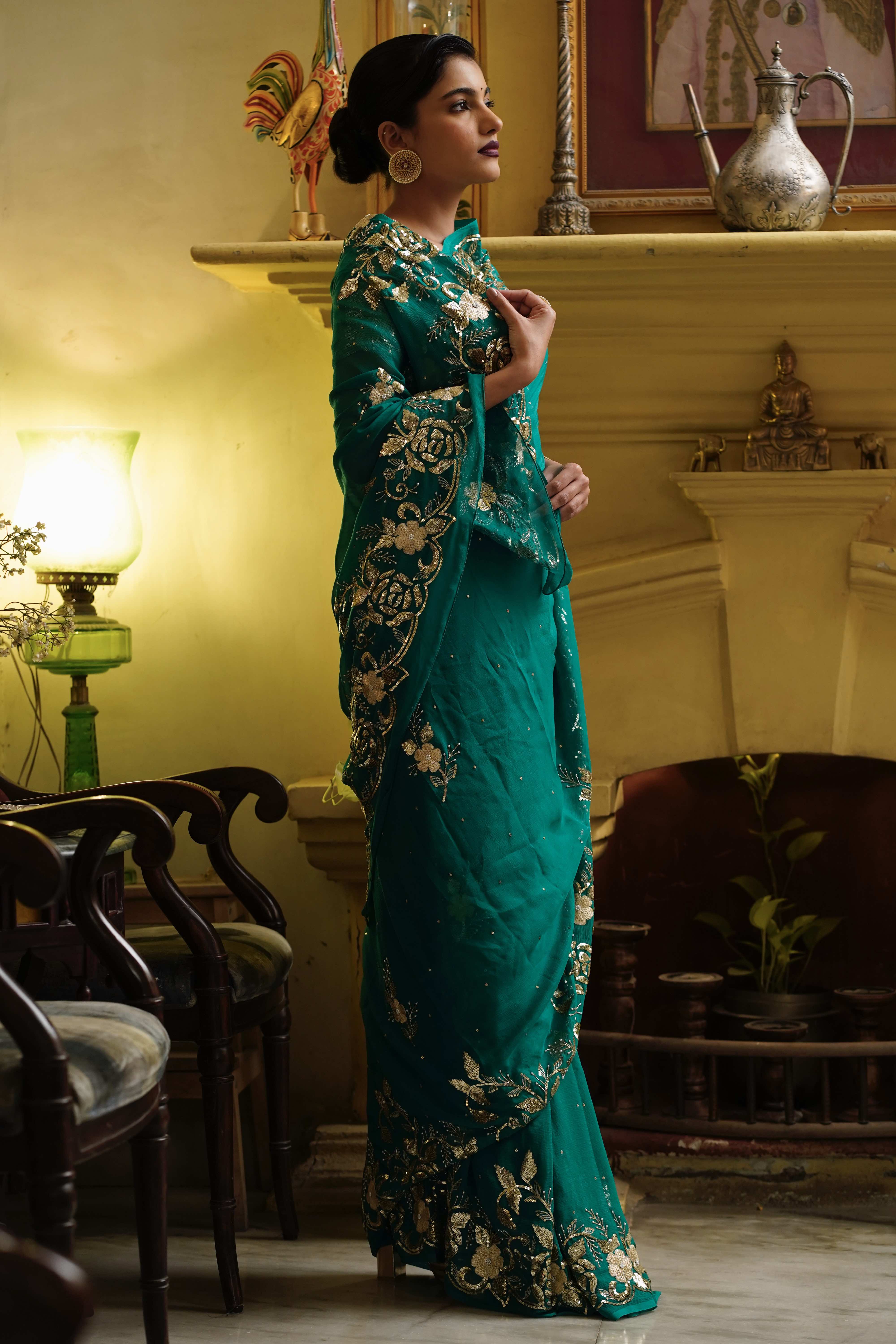 Emerald Green rose sequin border - Image 2