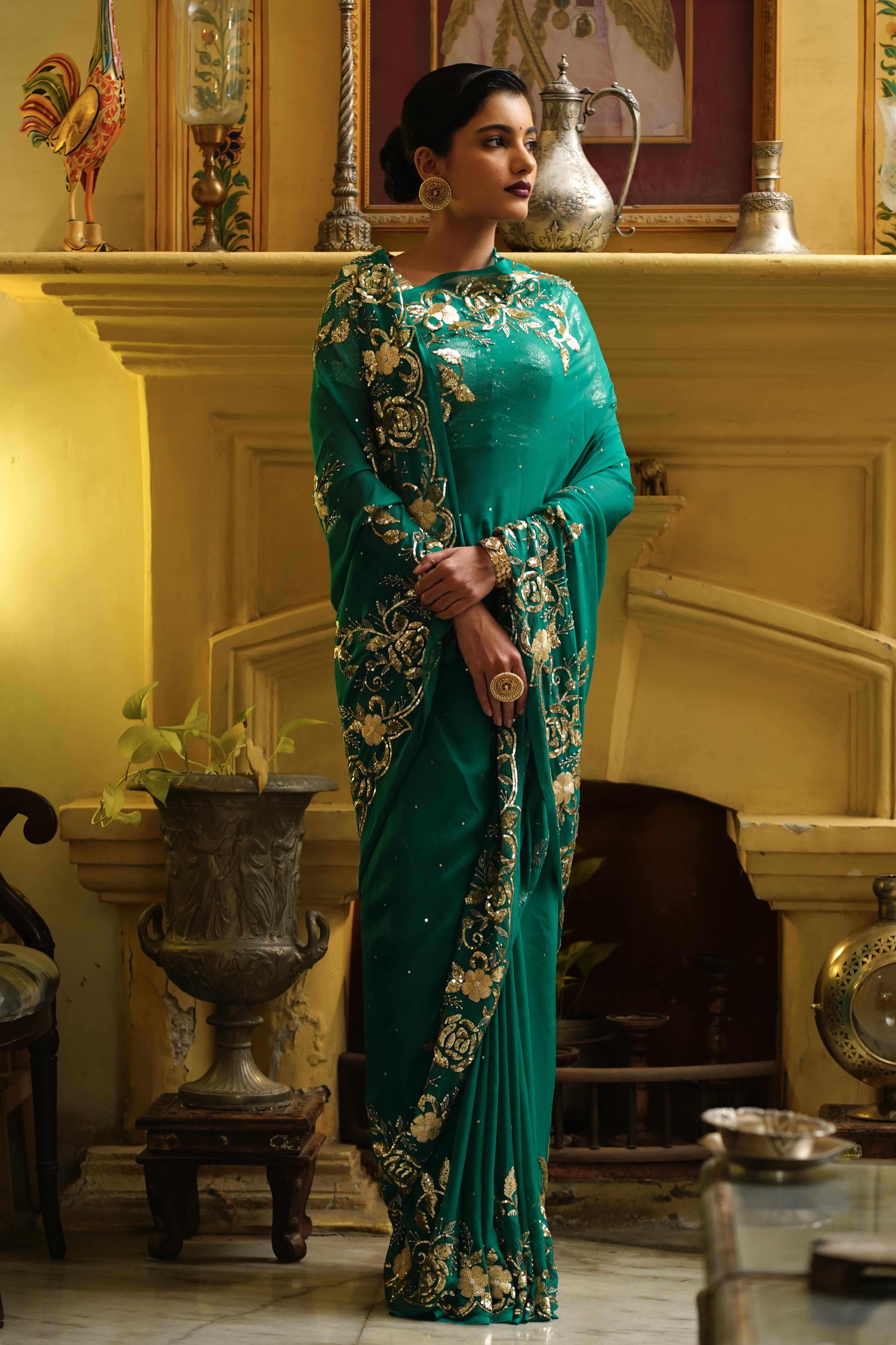 Emerald Green rose sequin border