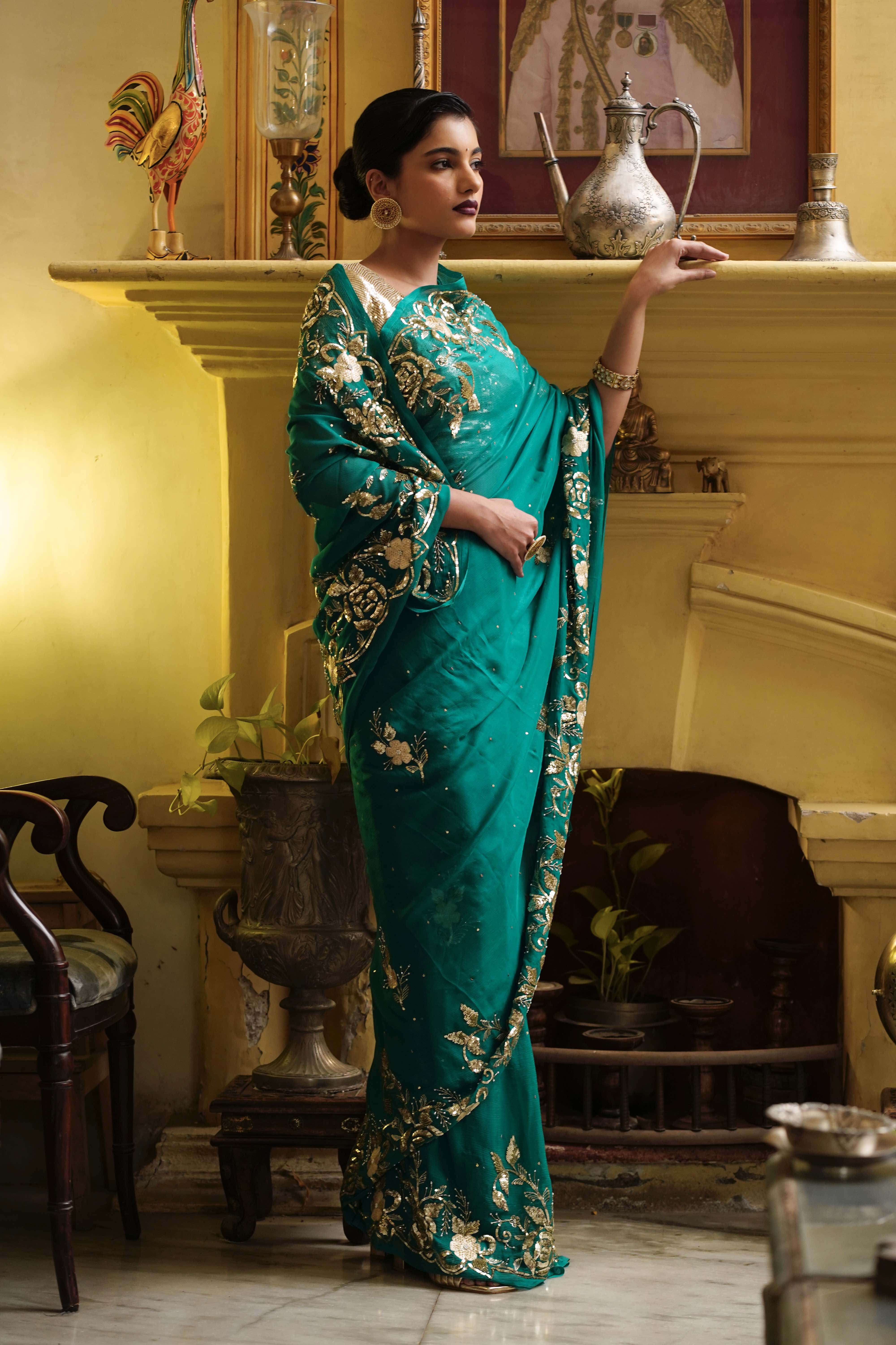 Emerald Green rose sequin border - Image 3