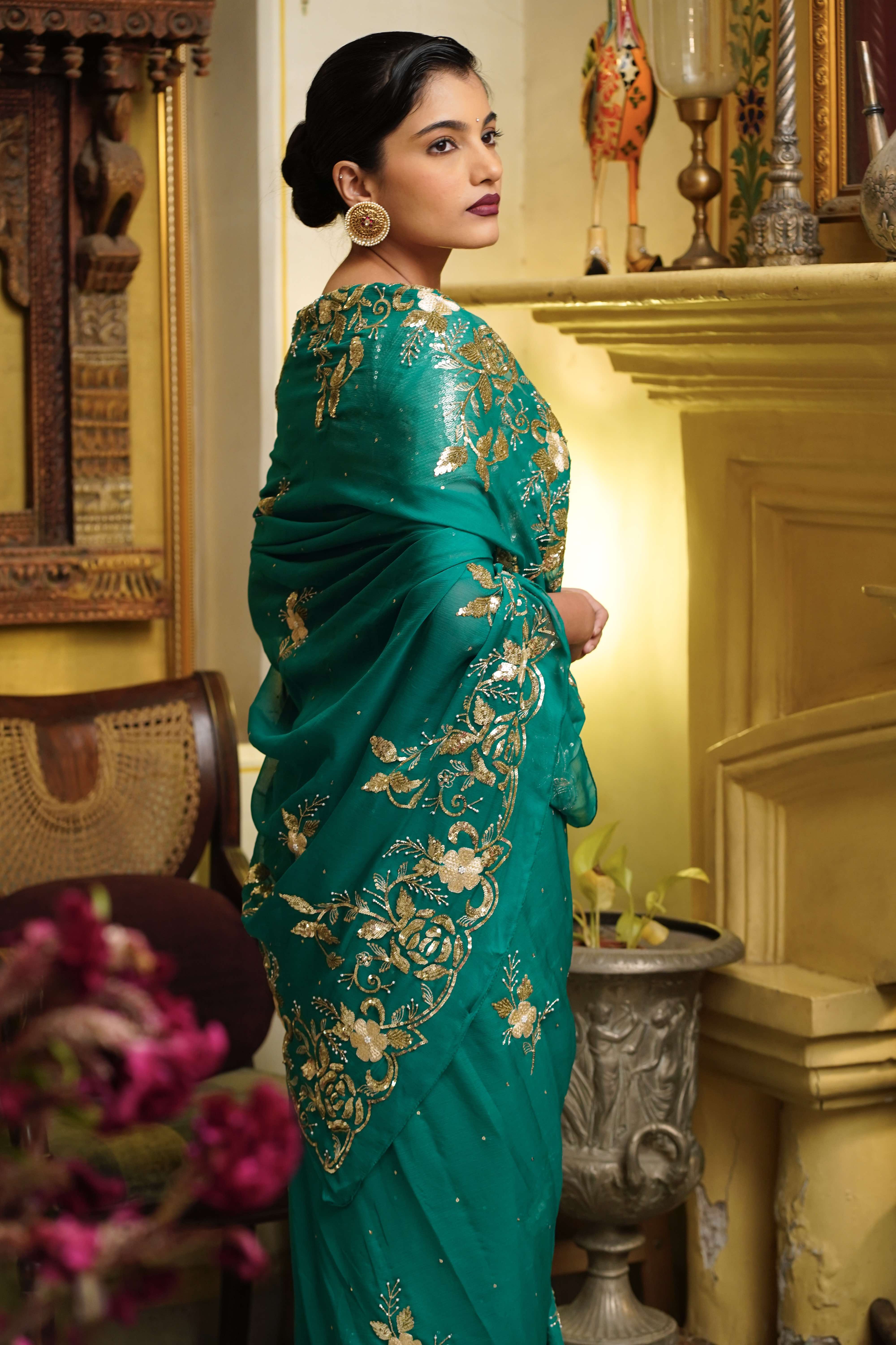 Emerald Green rose sequin border - Image 4