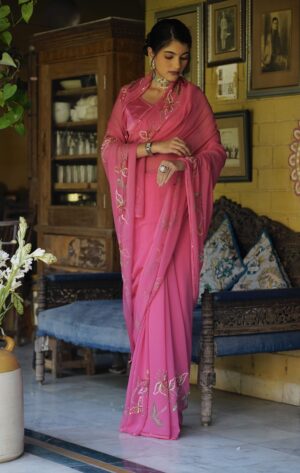 Pink Sequins Floral Border