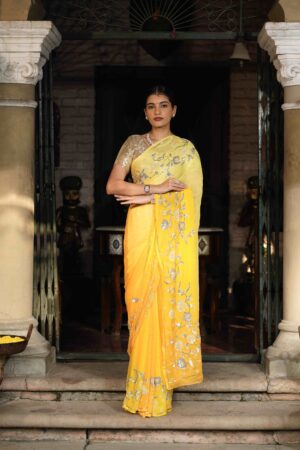 Yellow Ombré Embroidered Border