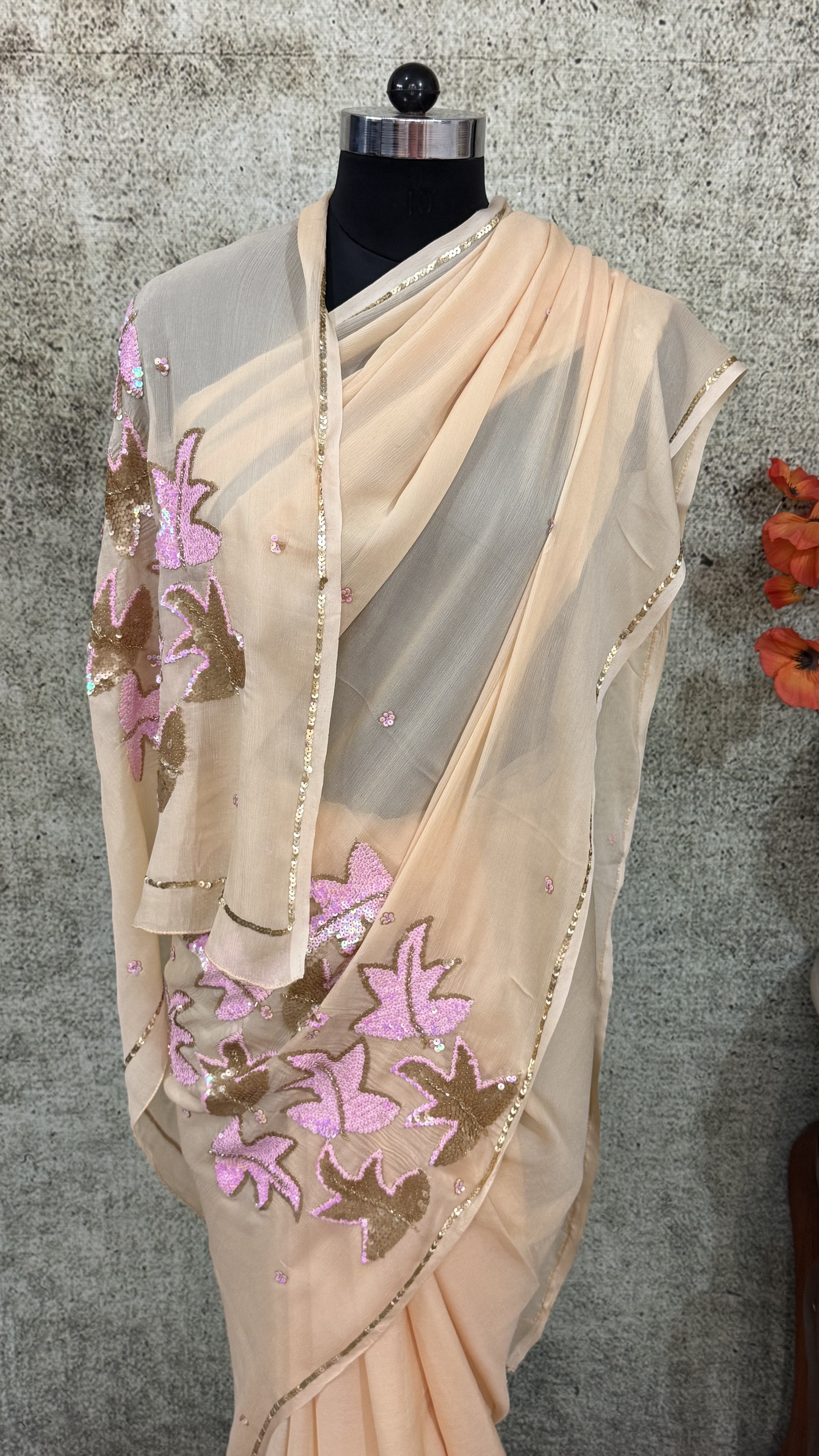Nude Peach Leaf Motif - Image 2