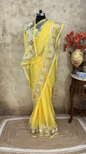 Sunshine Yellow Cutwork Saree