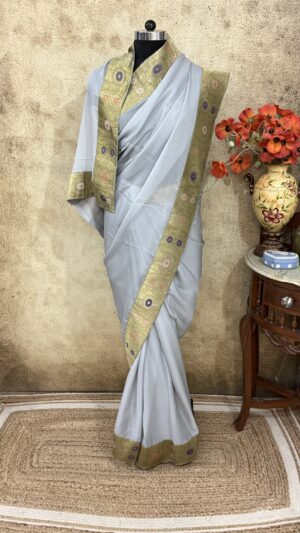 Grey Antique Border Saree