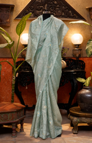 Mint Sage tissue saree