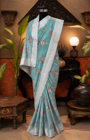Mint Blue Printed Antique Border