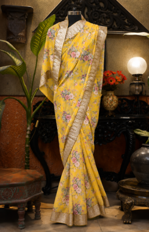 Yellow Printed Antique Border
