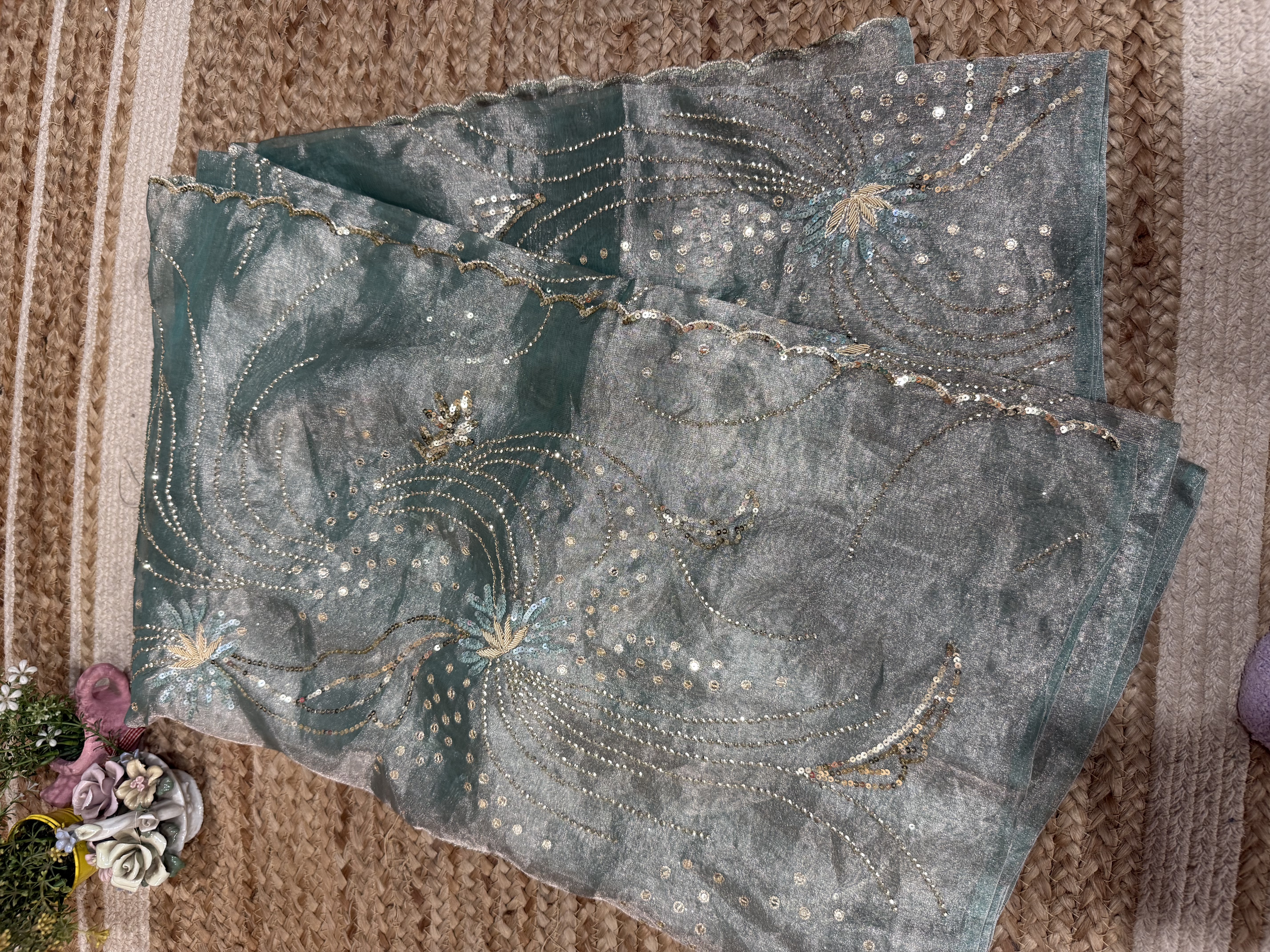 Mint Sage tissue saree - Image 4