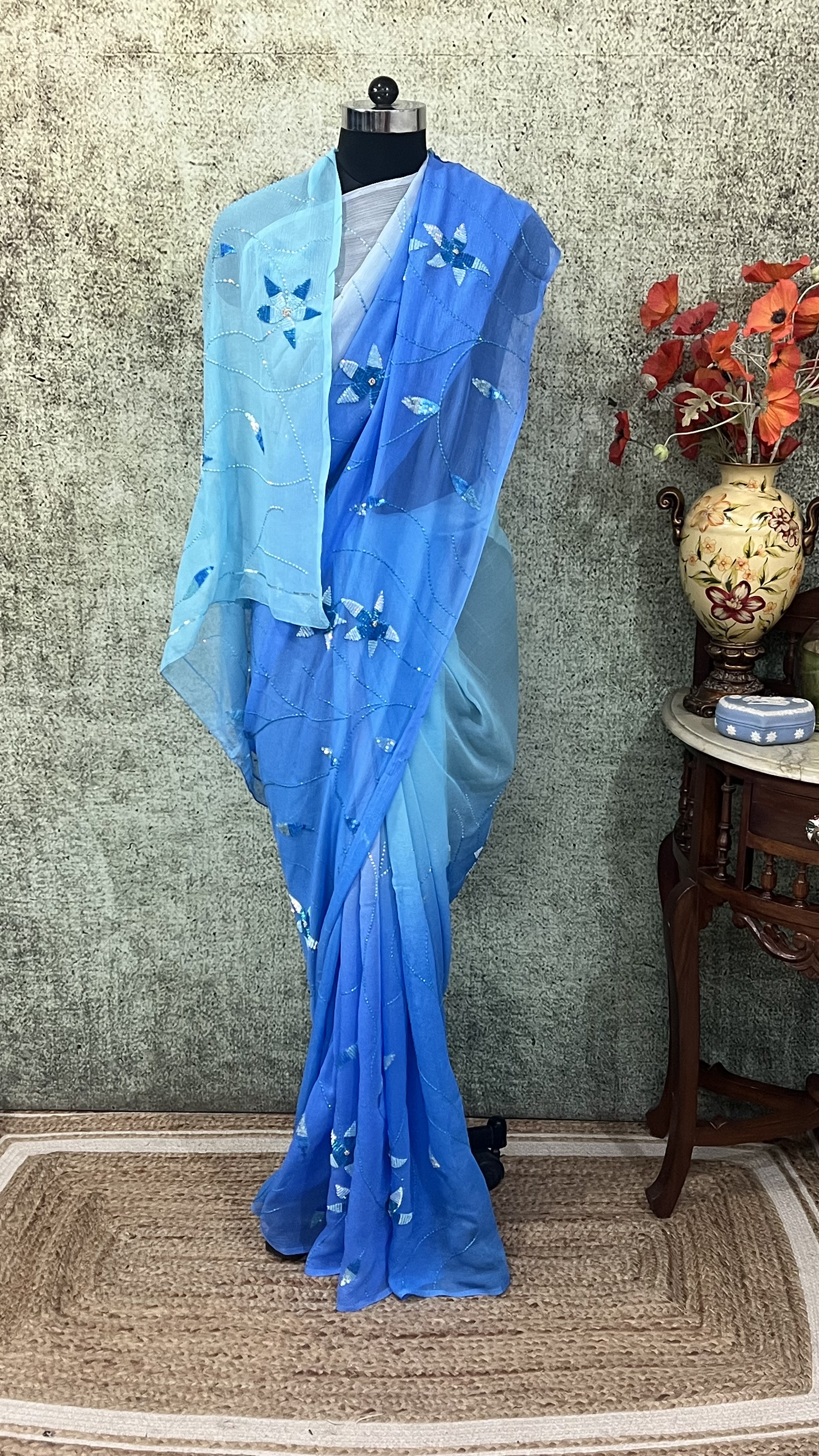Aqua Cobalt Ombrè Jaal - Image 2