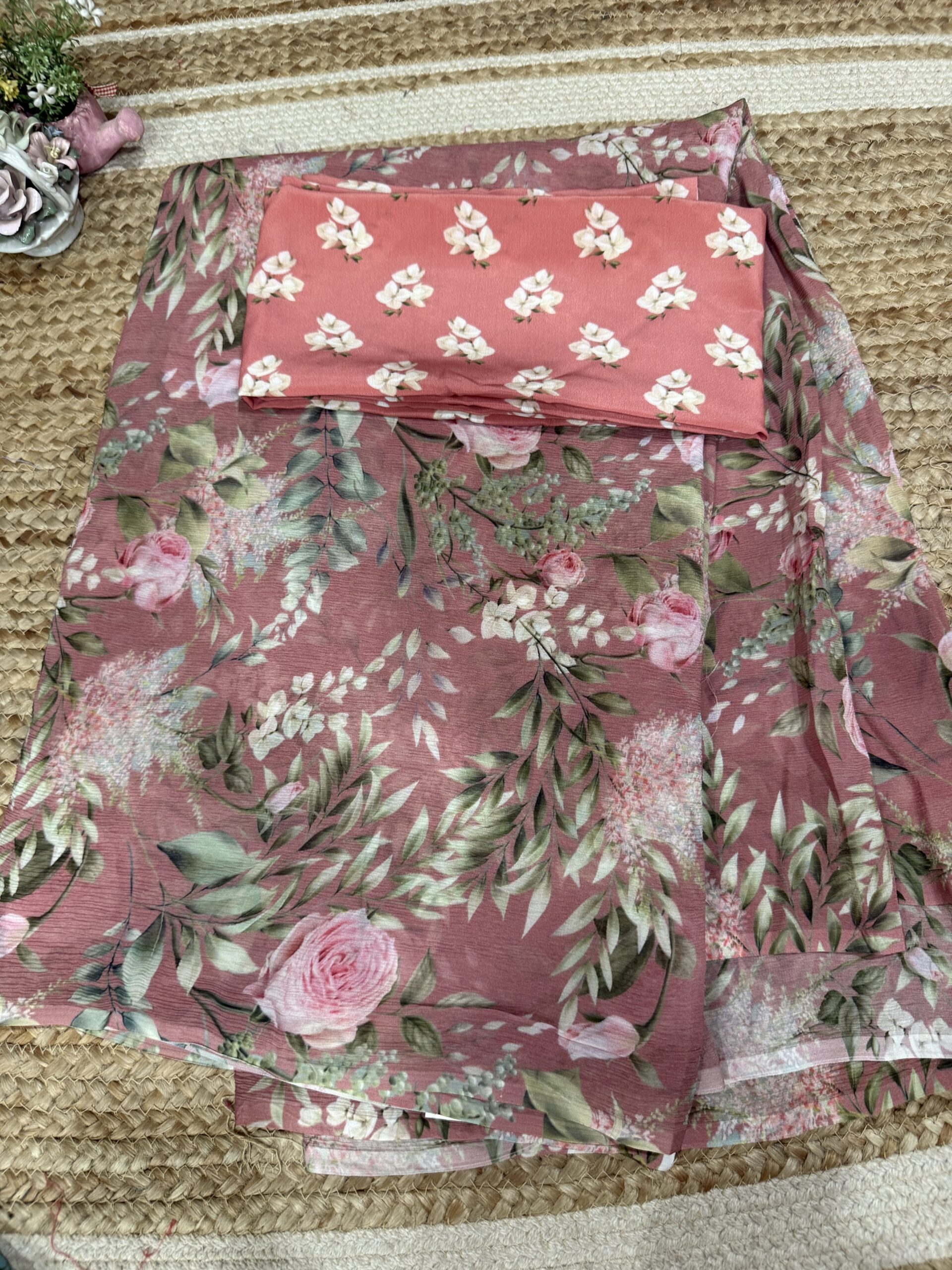 Dusty Rose Pink Printed Chiffon - Image 4