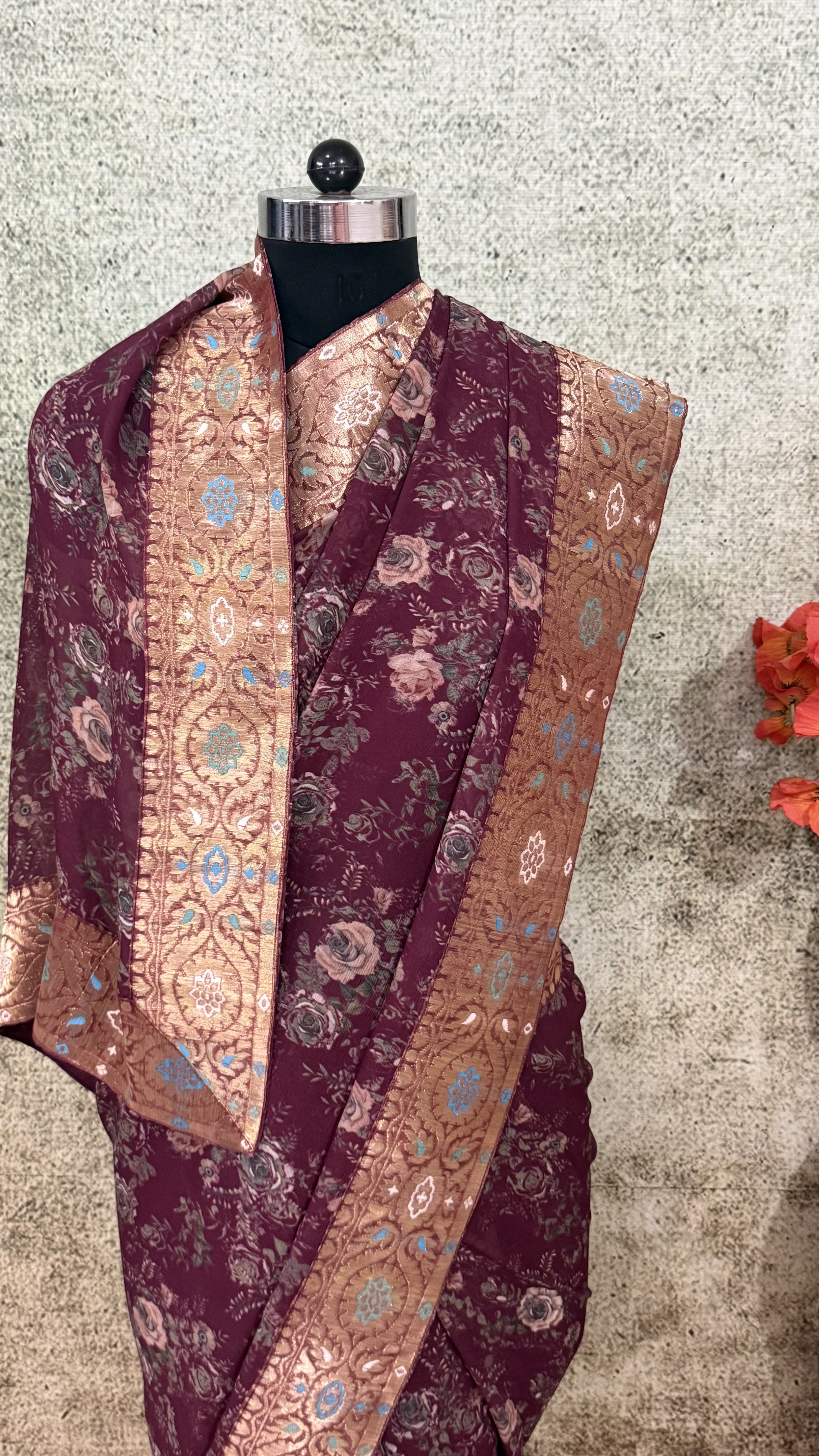 Royal Wine Printed Antique Border - Image 2