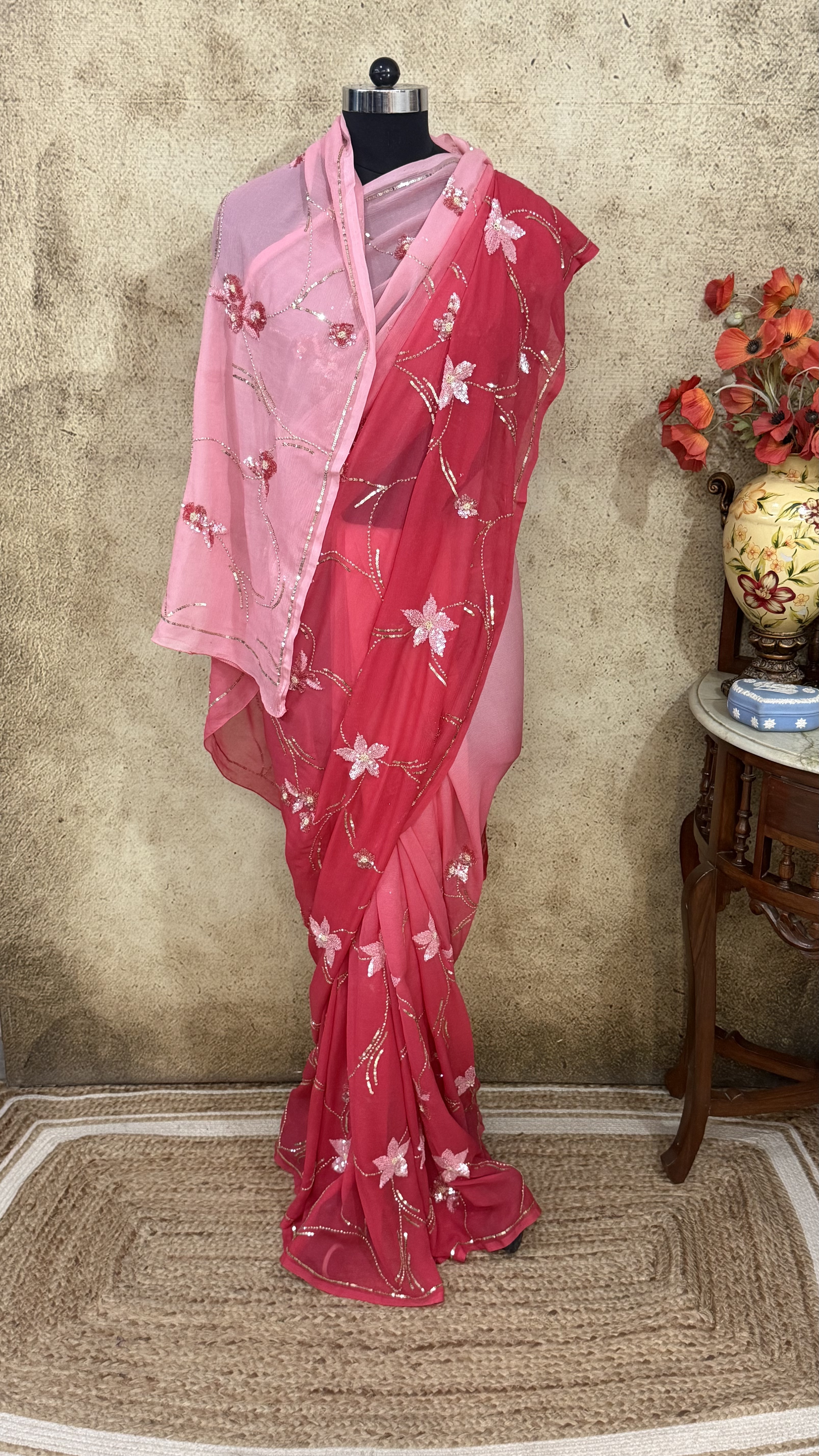 Pink Red Sequin Jaal - Image 2